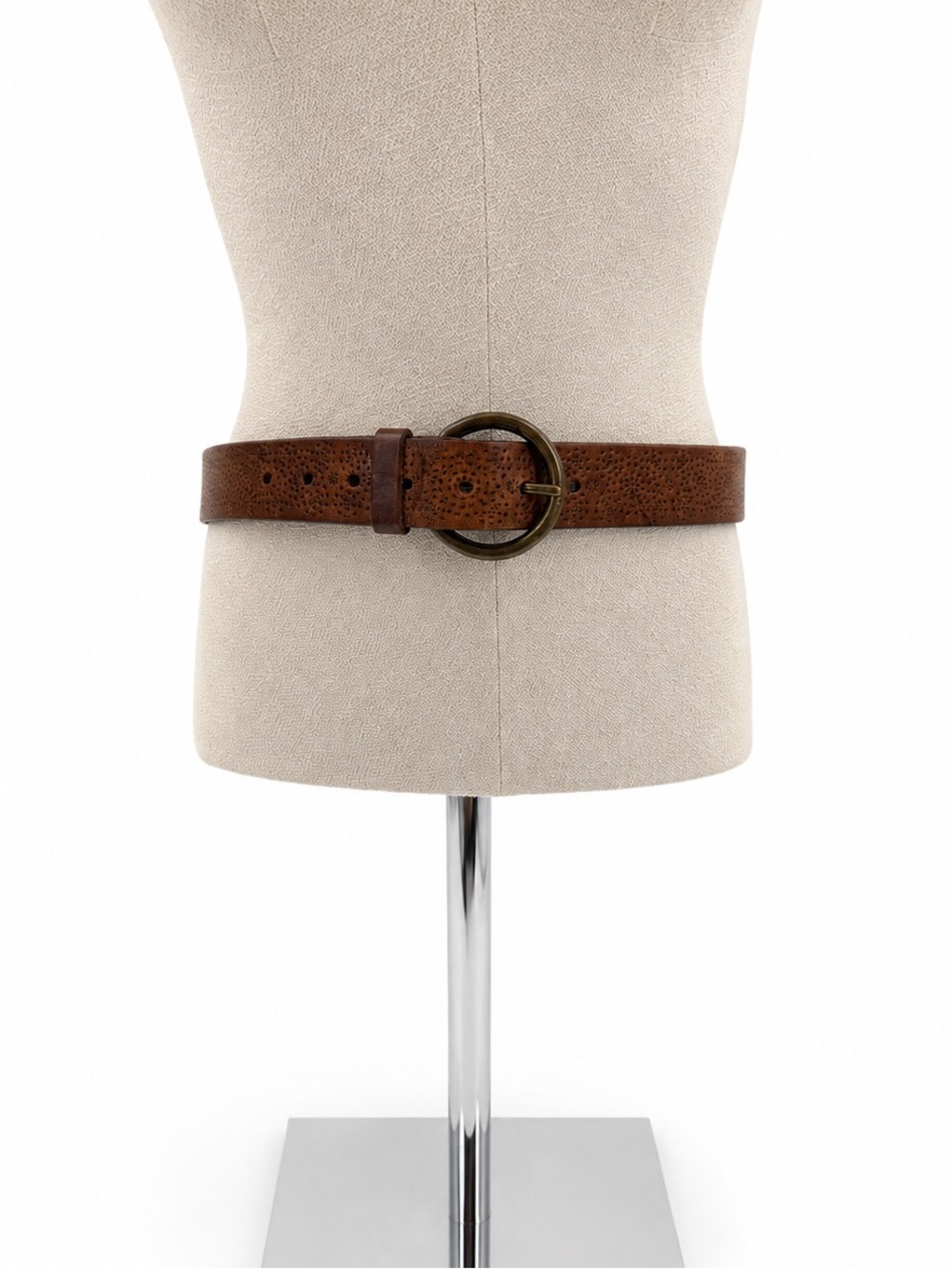 AEO Brown Leather Floral Pattern Belt Size XS Boho Y2k Rustic